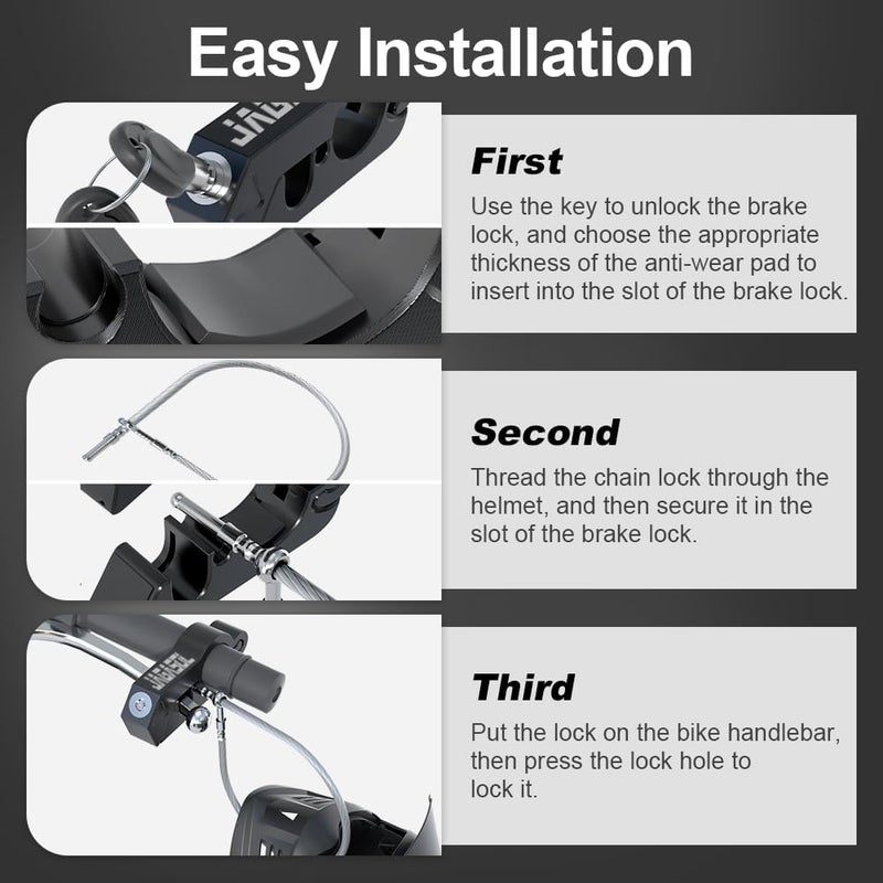 JAGASOL Motorcycle Lock 'Combo Anti Theft Lock' for Motorbike, Scooters, ATV & Dirt Bike - Image 2